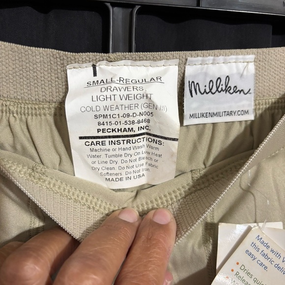 Milliken Cold Weather Lightweight Beige Drawers size Small Regular made in USA - Picture 4 of 6